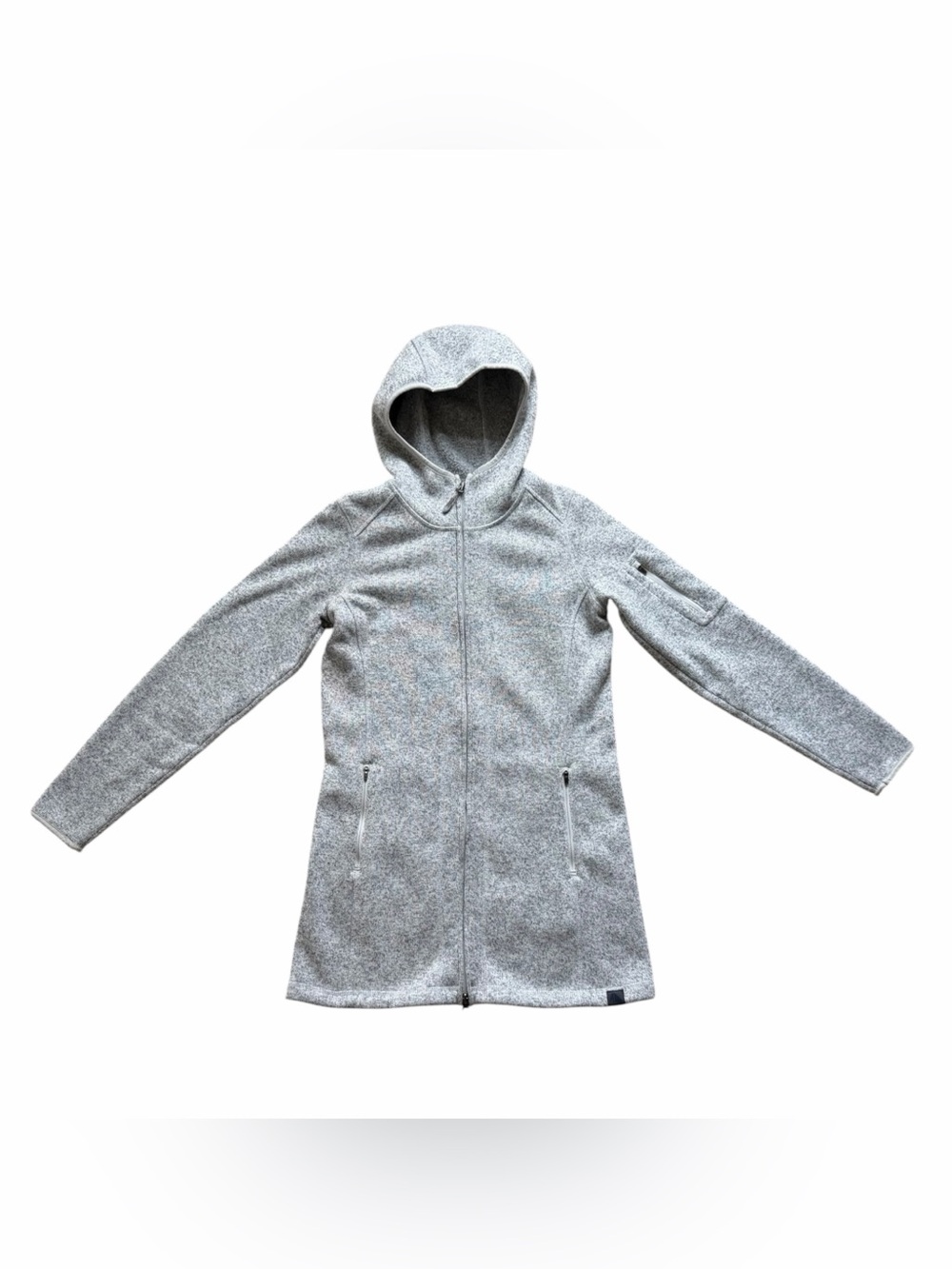 L.L. Bean Women’s Sweater Fleece Coat XS Heather Gray Hooded Jacket Outdoor